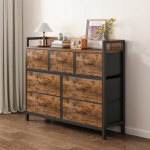 Rustikální hnědá komoda se 7 šálami 98CM