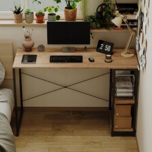 Počítačový stůl loft světle hnědý moderní s policemi industriální