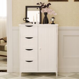 Skříňka, policová skříň, komoda, koupelna, předsíň, loft, 3 zásuvky, bílá, výška 80 cm