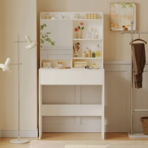 Moderní kosmetický stolek s otevíracím zrcadlem loft zásuvka glamour