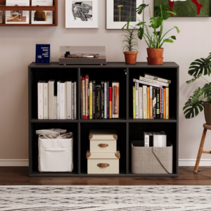 Otevřená skříňka kostka 3x2 prostorná loftová skříňka na knihy kancelářská černá