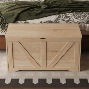 Velká dřevěná úložná truhla, světle hnědá, truhla, lavice, loft, 100 cm