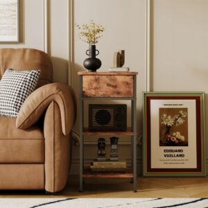 Noční stolek komoda skříňka se zásuvkou policí retro hnědá industriální loft