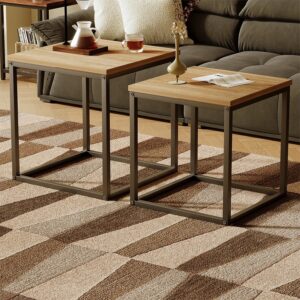 Konferenční stolek lavice stůl sada stolků 2v1 loft industrial světle hnědá