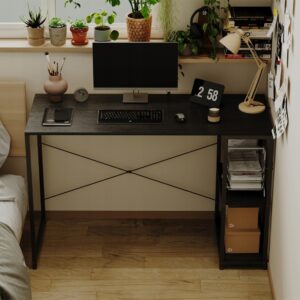 Počítačový stůl loft černý moderní s policemi industriální 120