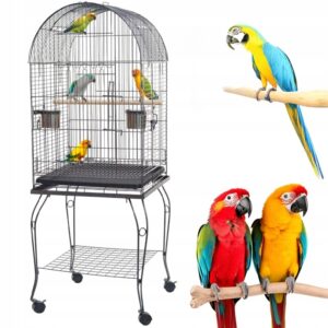 Velká klec/voliéra na kolečkách pro papoušky, kanárky a exotické ptáky, prostorná