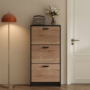 Světle hnědá botní skříňka do chodby, moderní, 3policová, výklopná, volně stojící