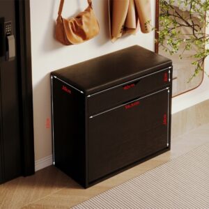 Černá botní skříňka se sedákem do předsíně v podkroví, 60 cm