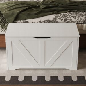 Velká dřevěná úložná truhla, bílá, loftová krabice na ložní prádlo, 80 cm