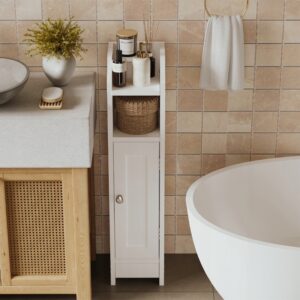 Koupelnová skříňka – Bílá – 80 cm – 4 police – Loft/Moderní styl