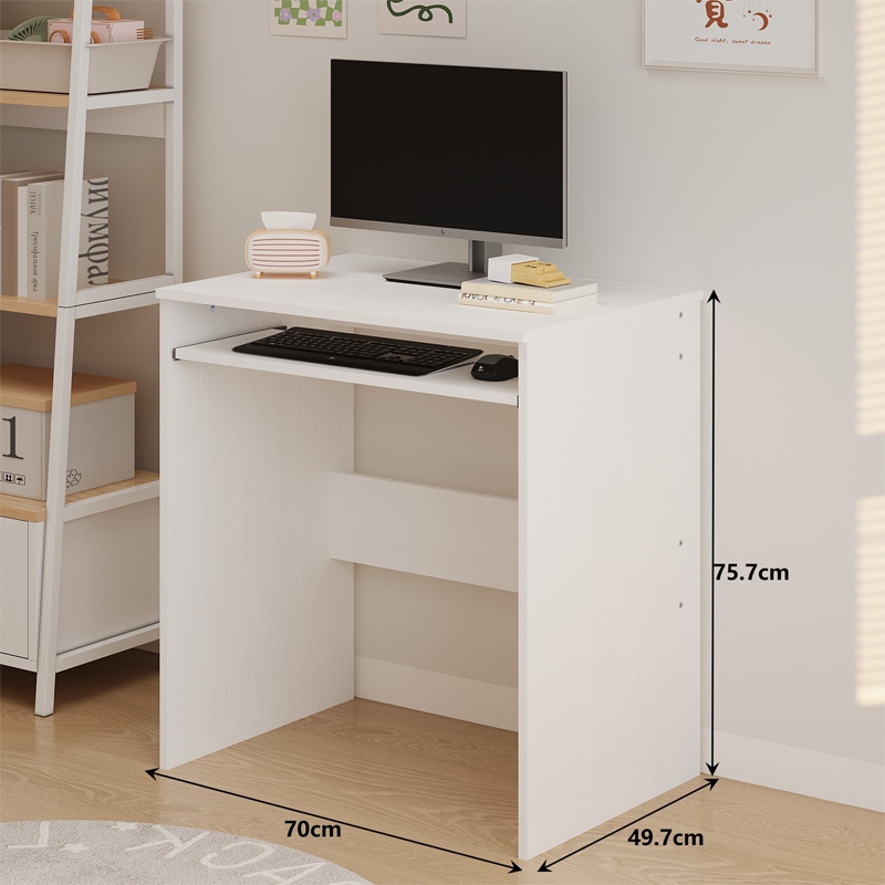BIURKO-KOMPUTEROWE-STOLIK-BIALE-NOWOCZESNE-Z-POLKA-NA-KLAWIATURE-LOFT-70CM-Glebokosc-mebla-50-cm