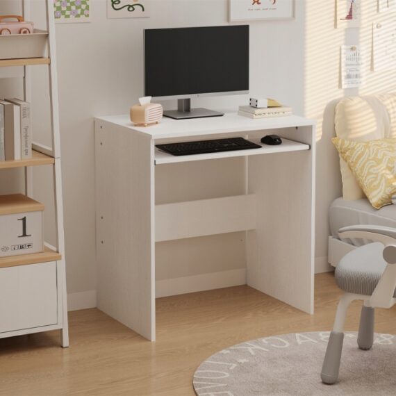 BIURKO-KOMPUTEROWE-STOLIK-BIALE-NOWOCZESNE-Z-POLKA-NA-KLAWIATURE-LOFT-70CM-Stan-opakowania-oryginalne