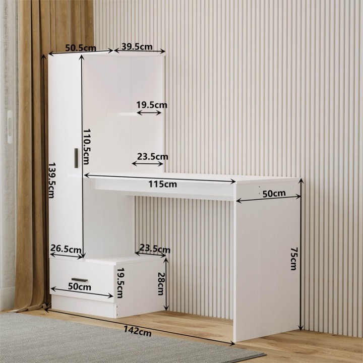 BIURKO-KOMPUTEROWE-Z-REGALEM-DO-BIURA-POKOJU-BIALY-NOWOCZESNE-LOFT-142-CM-Glebokosc-mebla-50-cm