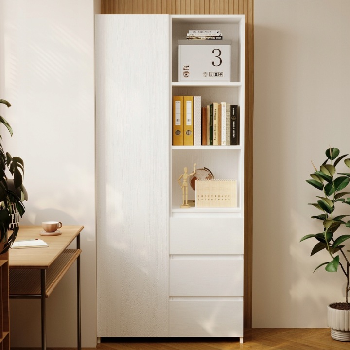 REGAL-NA-KSIAZKI-BIUROWY-3-SZUFLADY-NOWOCZESNY-LOFT-BIALY-WYSOKI-Z-POLKAMI-Kod-producenta-REGAL-NA-KSIAZKI-BIUROWY-3-SZUFLADY