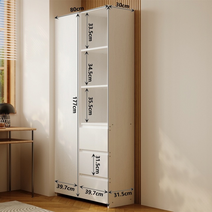 REGAL-NA-KSIAZKI-BIUROWY-3-SZUFLADY-NOWOCZESNY-LOFT-BIALY-WYSOKI-Z-POLKAMI-Szerokosc-mebla-80-cm