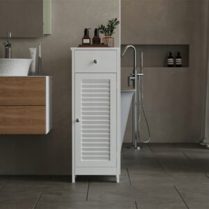Koupelnová Skříňka Sloupek Bílá 87 cm – Loft se Zásuvkou a Policemi