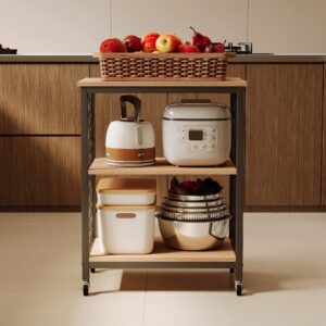 Pohyblivá skříňka na kolečkách, světle hnědá, ve stylu loft, kuchyňský vozík 60 cm