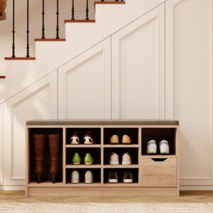 Skříňka na boty s lavicí, styl loft, sonoma, předsíň, lavice se zásuvkou, 100 cm